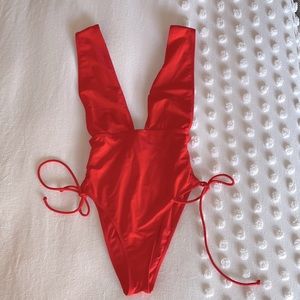 Red one piece swimsuit